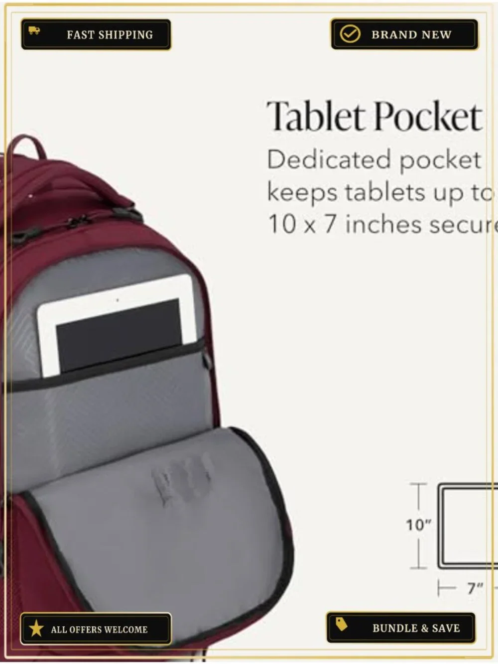 16 Inch Laptop Backpack with Tablet Pocket and Water Bottle Holders